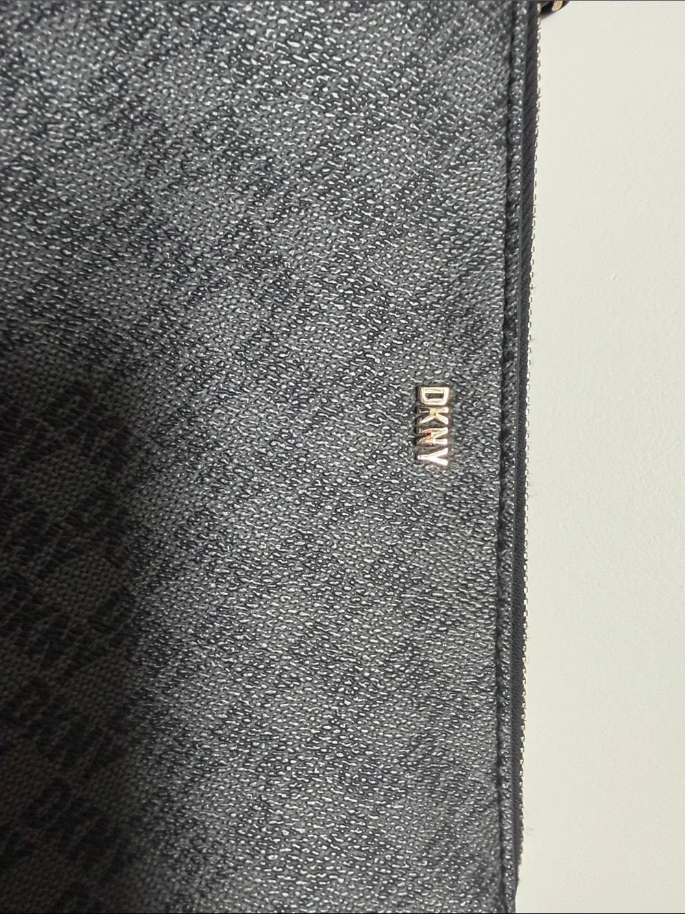 DKNY Black Monogram Messenger Bag with Branded Strap